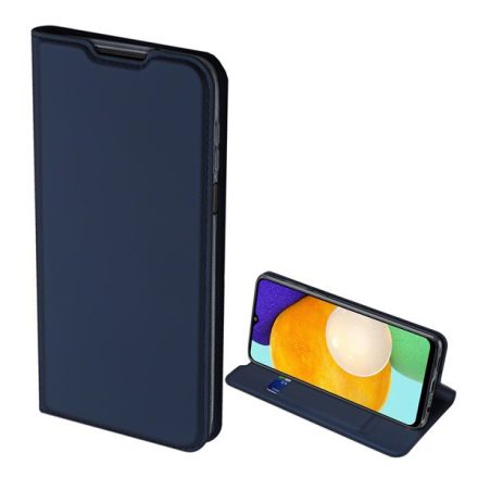 DUX DUCIS SKIN PRO tok álló, bőr hatású (FLIP, oldalra nyíló, bankkártya tartó, asztali tartó funkció) SÖTÉTKÉK [Samsung Galaxy A03s ...