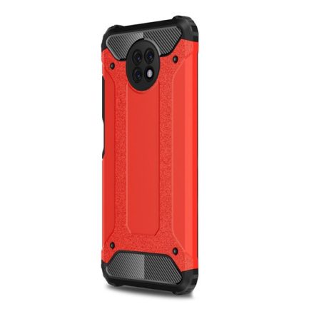 Defender műanyag telefonvédő (közepesen ütésálló, légpárnás sarok, szilikon belső, fémhatás) PIROS [Xiaomi Redmi Note 9 5G]