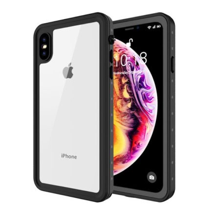 Szilikon telefonvédő (BUMPER, átlátszó előlap és hátlap, vízálló, közepesen ütésálló, 360° védelem) FEKETE [Apple iPhone XS Max 6.5]