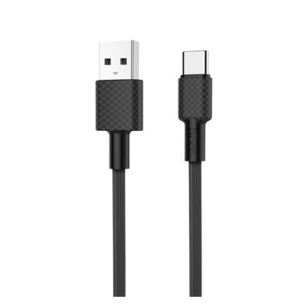 HOCO X29 adatkábel és töltő (USB - Type-C, gyorstöltés támogatás, 100cm, törésgátló) FEKETE (X29_TYPE-C_1M_B)