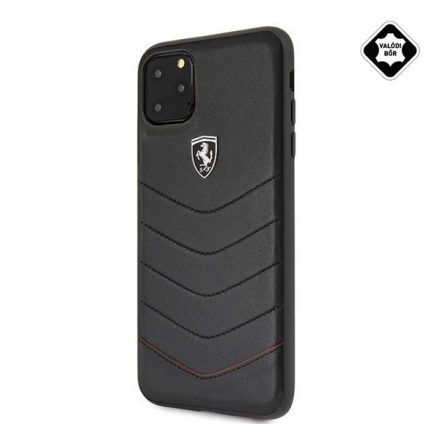 CG MOBILE Ferrari Scuderia műanyag telefonvédő (valódi bőr hátlap) FEKETE [Apple iPhone 11 Pro Max]