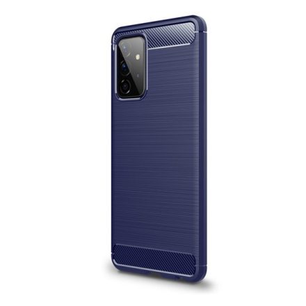 Szilikon telefonvédő (közepesen ütésálló, légpárnás sarok, szálcsiszolt, karbon minta) SÖTÉTKÉK [Samsung Galaxy A72 5G (SM-A726F)]