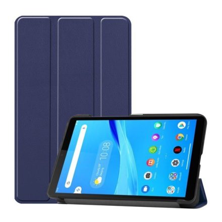 Tok álló, bőr hatású (aktív FLIP, oldalra nyíló, TRIFOLD asztali tartó funkció) SÖTÉTKÉK [Lenovo Tab M7 (TB-7305F)]