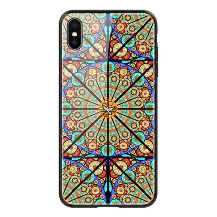 NILLKIN BRILLIANCE telefonvédő szilikon keret (BUMPER, közepesen ütésálló, edzett üveg hátlap, mandala minta) SZÍNES [Apple iPhone XS 5.8]