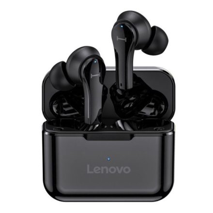 LENOVO QT82 bluetooth fülhallgató SZTEREO (v5.0, TWS, mikrofon, LED töltésjelző + töltőtok) FEKETE (QT82_B)