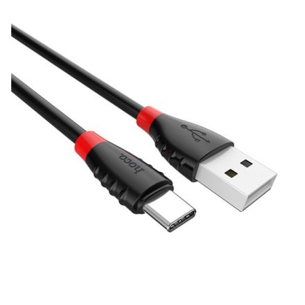 HOCO X27 adatátvitel adatkábel és töltő (USB - Type-C, gyorstöltés támogatás, 120cm, törésgátló) FEKETE (X27_TYPE-C_1.2M_B)