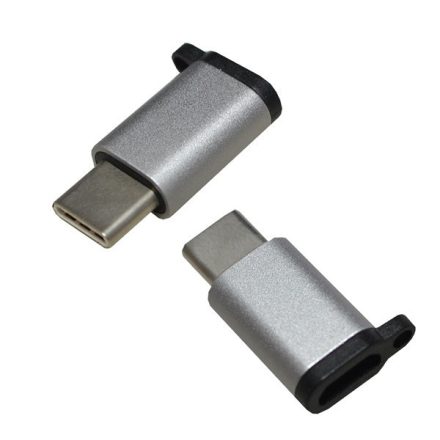 Adapter (microUSB - Type-C, töltéshez, adatátvitel) EZÜST