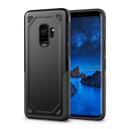 Defender műanyag telefonvédő (közepesen ütésálló, szilikon belső, ultravékony) FEKETE [Samsung Galaxy S9 (SM-G960)]