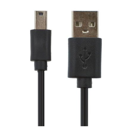 Adatkábel és töltő (USB - miniUSB, 80cm) FEKETE