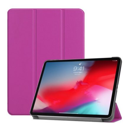 Tok álló, bőr hatású (aktív FLIP, oldalra nyíló, TRIFOLD asztali tartó funkció) LILA [Apple IPAD Pro 11 (2018)]