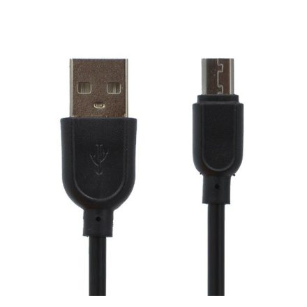 Adatkábel és töltő (USB - microUSB speciális, 8 mm hosszított fej, 100cm) FEKETE