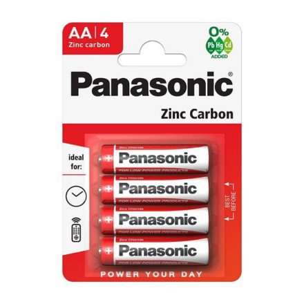 PANASONIC elem (AA, R6R, 1.5V, cink-karbon) 4db / csomag (R6R-4BP / R6RZ/4BP)