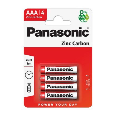 PANASONIC elem (AAA, 1.5V, cink-karbon) 4db / csomag (R03RZ-4BP)