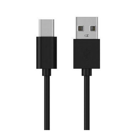 Adatkábel és töltő (USB - Type-C speciális, 8 mm hosszított fej, 100cm) FEKETE