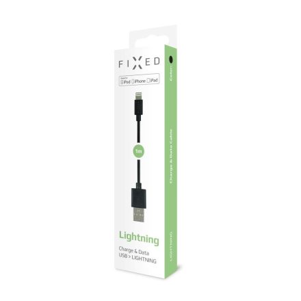 FIXED USB - Lightning adat-/töltőkábel 20W, 1m, fekete (FIXD-UL-BK)