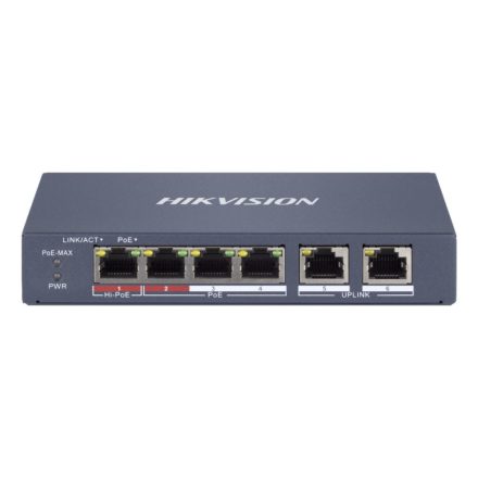 Hikvision 10/100 4x PoE + 2x gigabit combo menedzselhető switch (DS-3E1106HP-EI)