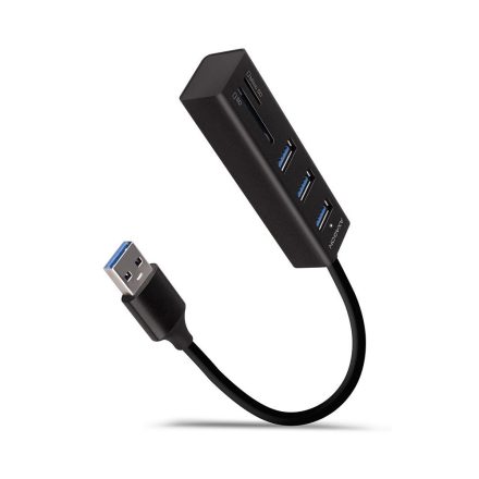 Axagon HMA-CR3A 3 portos USB3.2 Gen 2 hub kártyaolvasóval fekete