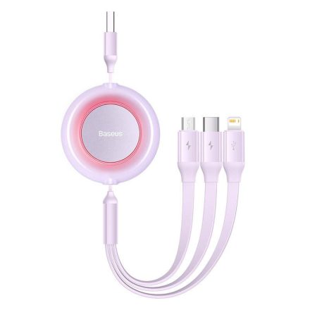 Baseus Bright Mirror 2 USB 3 az 1-ben kábel mikro USB Lightning USB-C 3.5 A 1.1m lila (CAMJ010005)