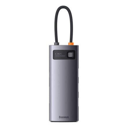 Baseus Metal Gleam Series 6 az 1-ben hub USB-C - 3x USB 3.0 USB-C PD microSD/SD (WKWG030213)