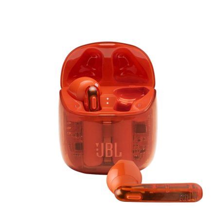 JBL Tune 225TWS Bluetooth mikrofonos fülhallgató átlátszó narancs (JBLT225TWSGHOSTORG)