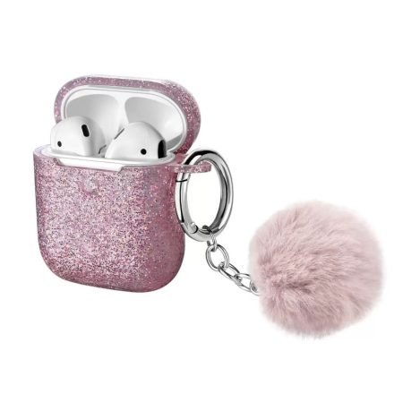 Xpro Apple AirPods szilikon tok csillámos pink (126568)