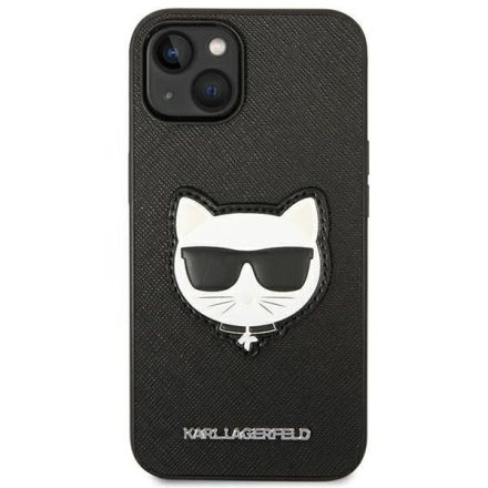 Karl Lagerfeld Saffiano Choupette Head Patch Apple iPhone 14 Plus tok fekete (KLHCP14MSAPCHK)