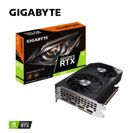 Gigabyte GeForce RTX 3060 WINDFORCE OC 12G LHR videokártya (GV-N3060WF2OC-12GD)