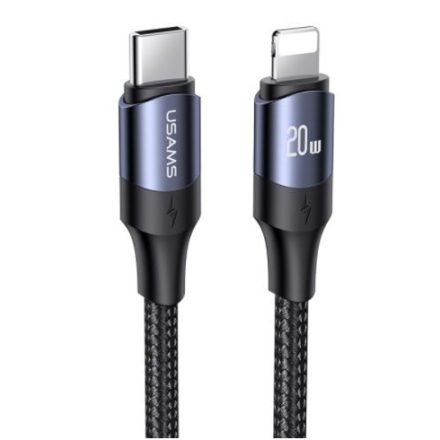 Usams SJ521USB01 Type-C - Lightning textil borítású PD gyorstöltő kábel 120cm