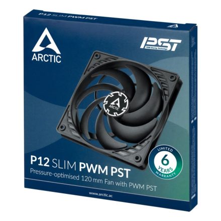 Arctic P12 Slim PWM PST ház hűtő ventilátor 12cm fekete (ACFAN00187A)