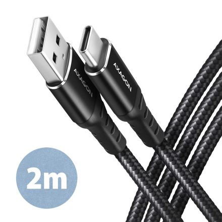 Axagon BUCM-AM20AB USB-C - USB-A adat- és töltőkábel 2m fekete