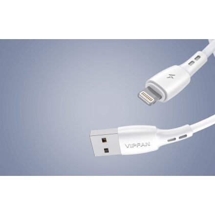 Vipfan Racing X05 USB-A - Lightning kábel 3A, 1m fehér (X05LT-1m-white)