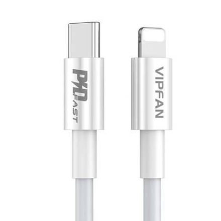 Vipfan P01 USB-C - Lightning kábel 3A, 1m fehér (P01LT-1m)