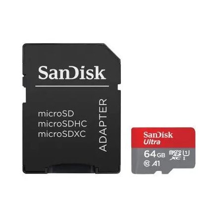 64GB microSDXC Sandisk Ultra CL10 A1 + adapter (SDSQUAB-064G-GN6MA / 215421)