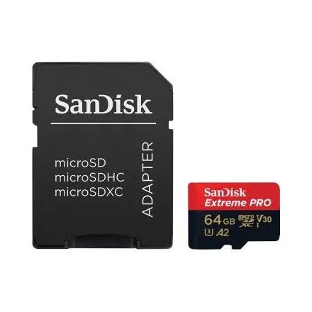 64GB microSDXC Sandisk Extreme Pro CL10 A2 V30 + adapter (SDSQXCU-064G-GN6MA / 214503)