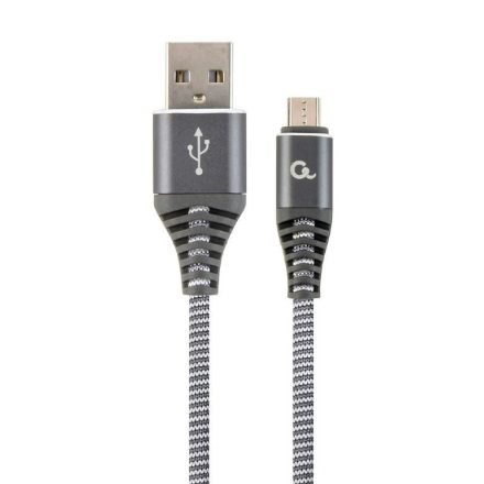 Gembird USB micro-B - USB Type-A szövet borítású adat- és töltőkábel 1m szürke (CC-USB2B-AMmBM-1M-WB2)