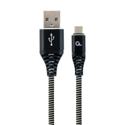 Gembird USB micro-B - USB Type-A szövet borítású adat- és töltőkábel 2m fekete (CC-USB2B-AMmBM-2M-BW)