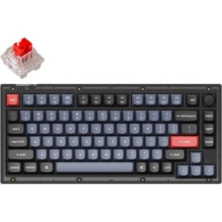 Keychron V1 RGB Frosted Black Knob angol Hot-swap K Pro Red mechanikus billentyűzet (V1-C1-UK)