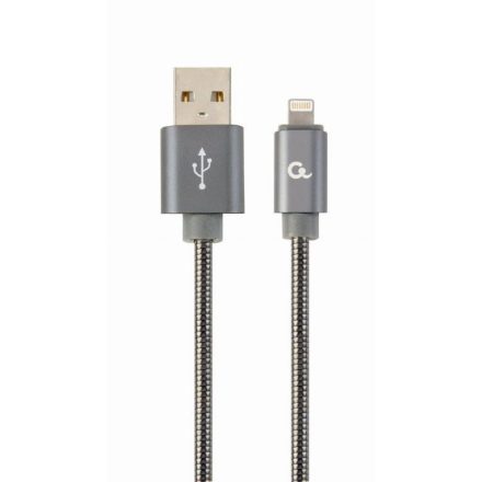 Gembird 8-pin - USB-A adat- és töltőkábel 2m metálszürke (CC-USB2S-AMLM-2M-BG)