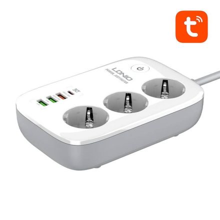 LDNIO SEW3452 Wi-Fi elosztó 3x aljzat + 3x USB-A + 1x USB-C fehér