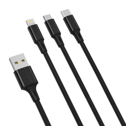 XO NB173 USB-A - Lightning / USB C / Micro kábel fekete 1.2m