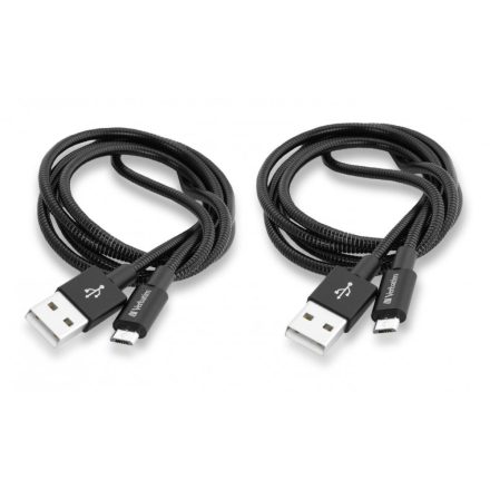 Verbatim MicroUSB - USB-A adat- és töltőkábel 100cm fekete, 2db (48874)