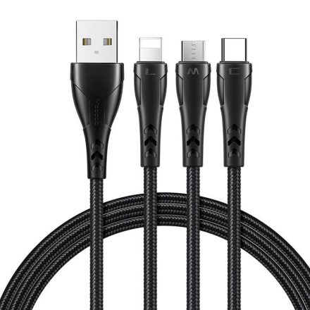 Mcdodo 3in1 USB - USB-C - Micro USB - Lightning kábel 1.2m fekete (CA-6960)