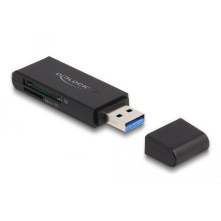 DeLock USB SD/MicroSD kártyaolvasó fekete (91002)