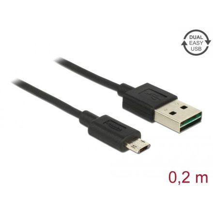 Delock 84804 USB Type-A - USB Micro-B kábel 0,2m fekete