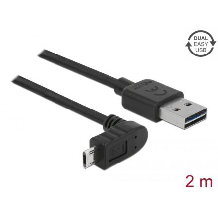 Delock 83856 USBA - USB Micro-B (derékszögben hajlított) kábel 2m fekete