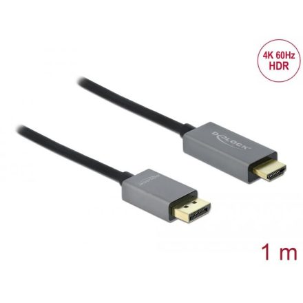 Delock DisplayPort 1.4 - HDMI kábel 4K, 60Hz (HDR) 1m (85928)