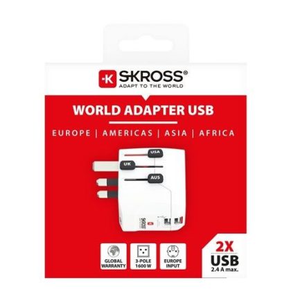SKROSS PRO Light világutazó hálózati átalakító USB-Ax2 (1.302460)