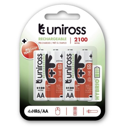 Uniross AA/ceruza 1,2V 2100mAh Ni-MH HYBRIO akkumulátor 4db/bliszter (UH4AA2100)