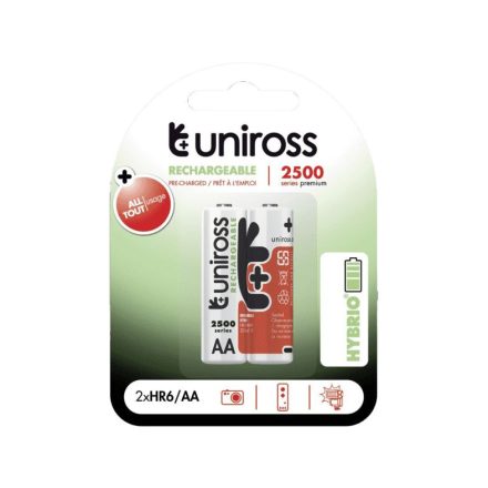 Uniross AA/ceruza 1,2V 2500mAh Ni-MH HYBRIO akkumulátor 2 db/bliszter (UH2AA2500)