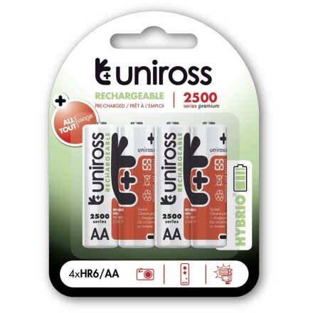 Uniross AA/ceruza 1,2V 2500mAh Ni-MH HYBRIO akkumulátor 4db/bliszter (UH4AA2500)